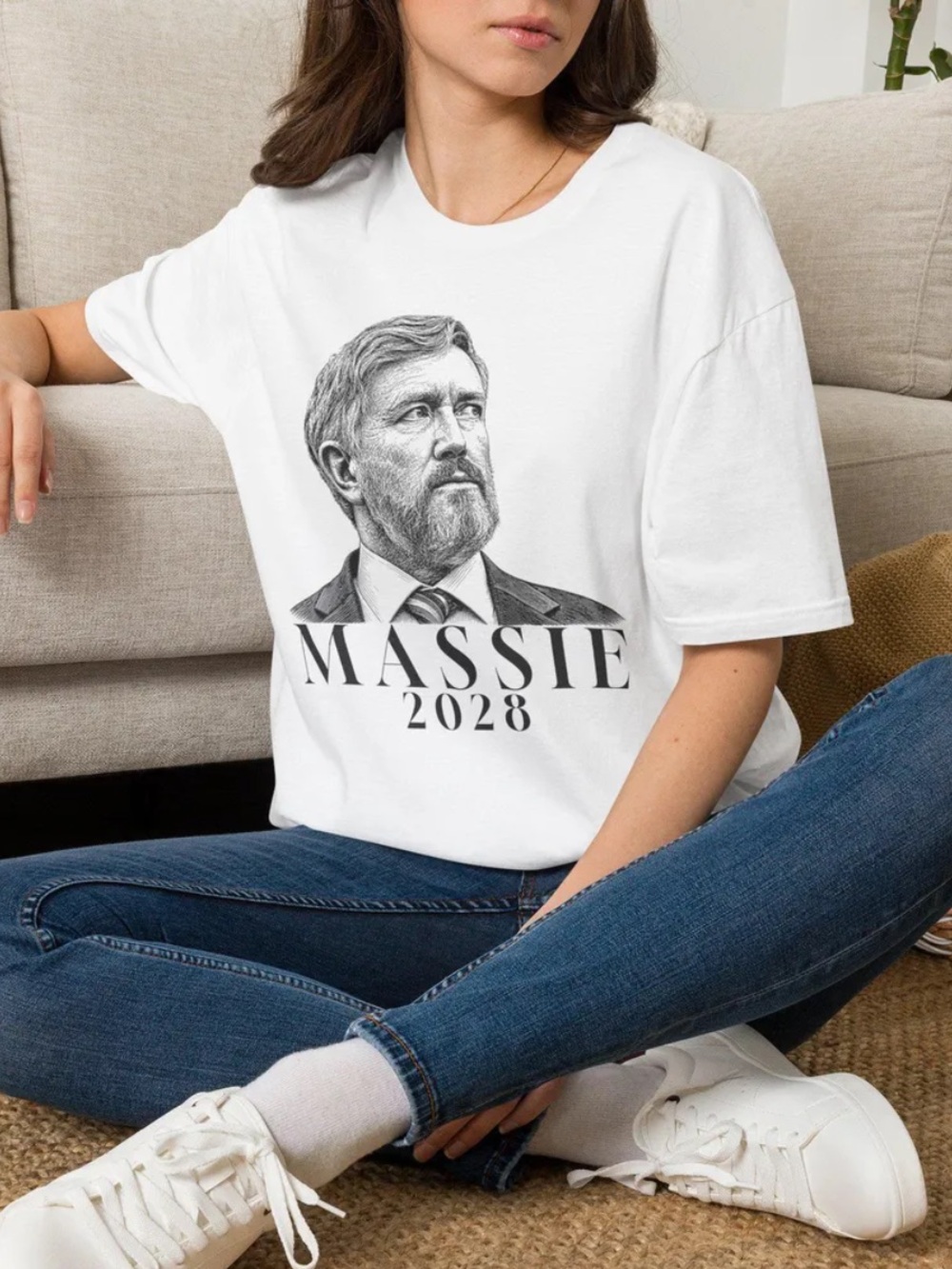 Gildan White Thomas Massie T-Shirt, Libertarian 2028 Election Shirt